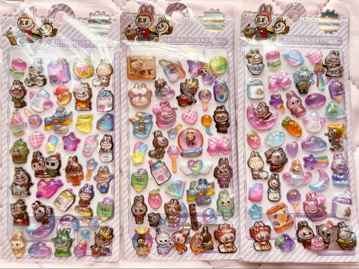 ラブブ ボンボンドロップシール ウォーターシール シール帳 12枚