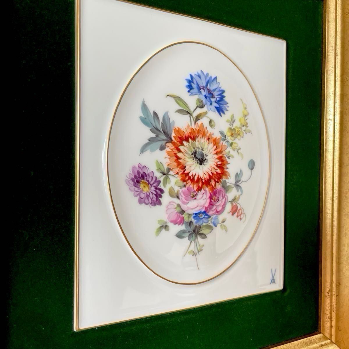 美品・五つ花・陶板画・額装済み・額34cm×31cm・画18cm×15cm