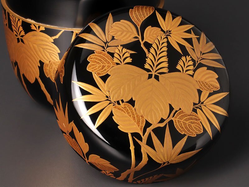 eyeknow 茶道具 大棗 京塗 桐竹蒔絵 真塗 木製 北村葵春 共箱 eyeknow