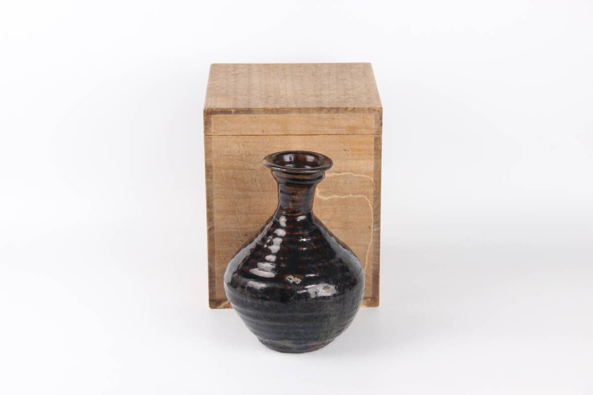 公式 イ978 茶碗『水崎長寿』『義山硝子ガラス 雲渦 平茶碗 共箱』抹茶