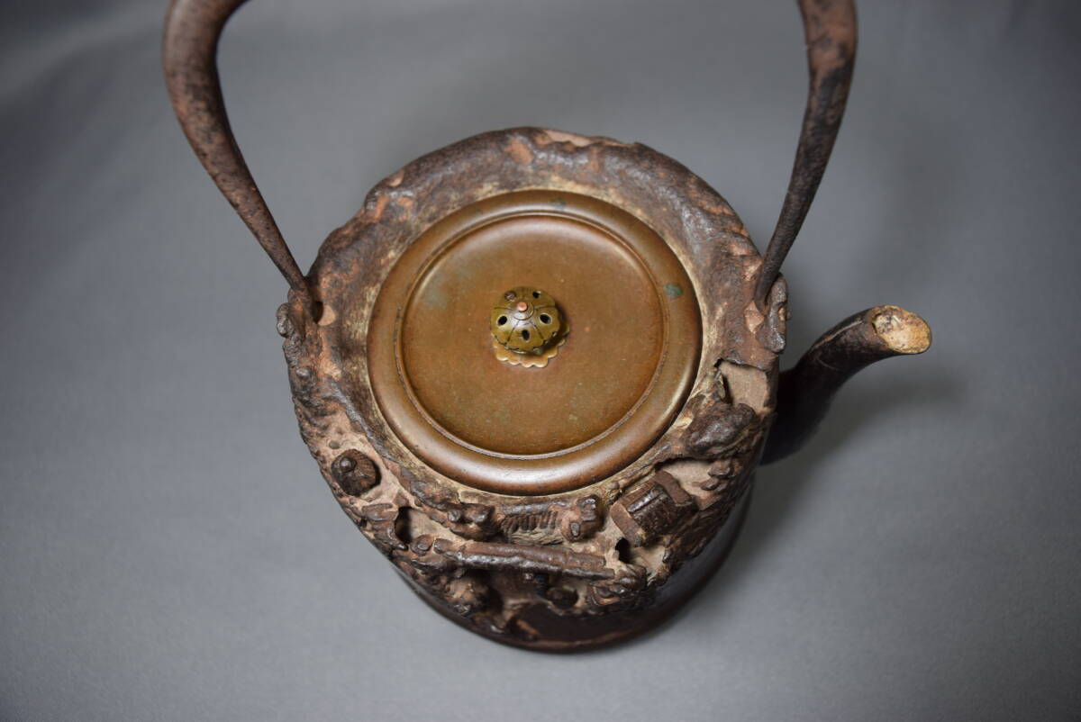 爆買い，品質保証 （ 水漏れ 修復履歴 有り ） 鉄瓶 上田照房 透かし