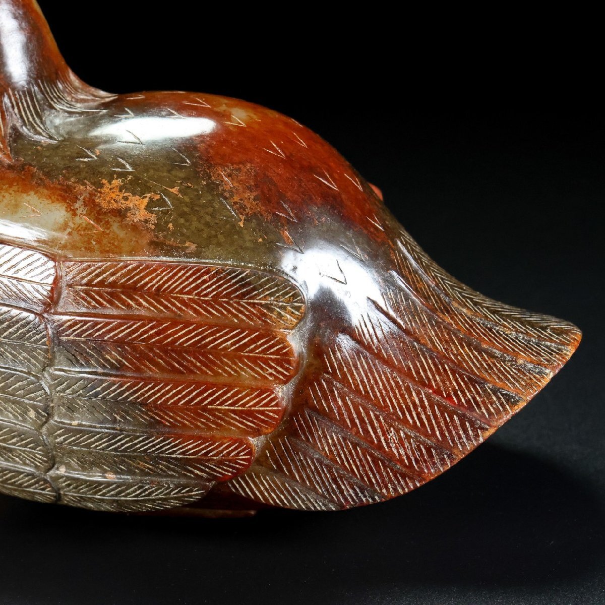 本玉 羊の頭 時代物 お守り 和田玉 漢～唐代 骨董 玉彫 彫刻 繊細彫刻