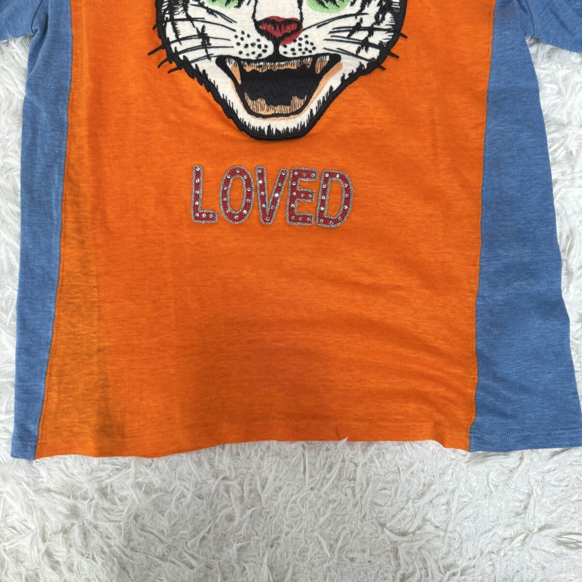 極美品 希少 GUCCI ミケーレ期 現行タグ 刺繍 タイガー ビジュー LOVED