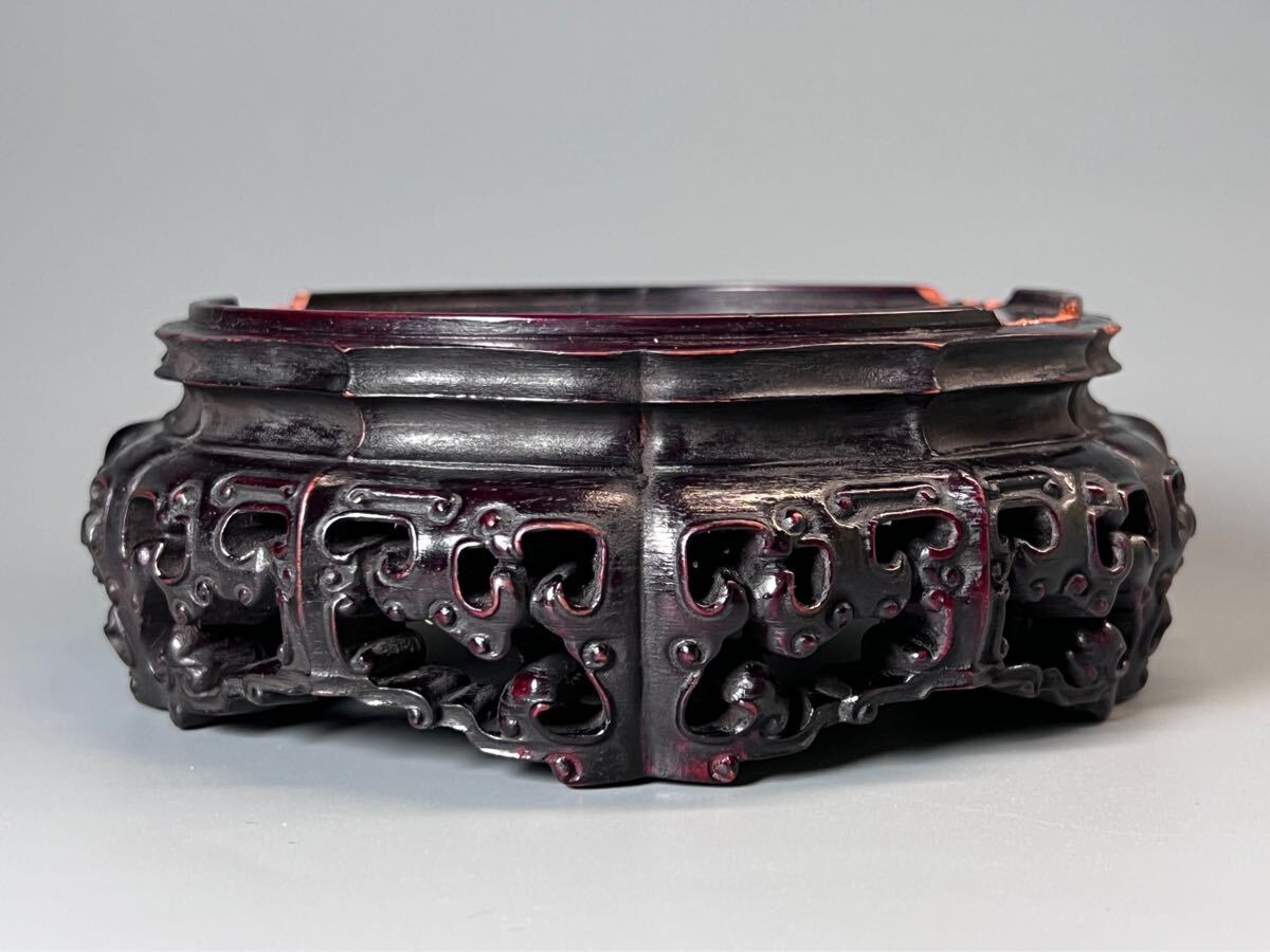 訳あり 美術品 唐木紫檀底座 黄花梨 香炉台 花台 瓶座 飾り台