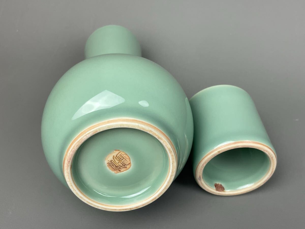 美品 平安 景雲 青磁 台子皆具 水指 建水立 蓋置