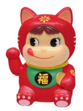 不二家 まねきペコちゃん 赤 招き猫風 人形不二家 ペコちゃん人形