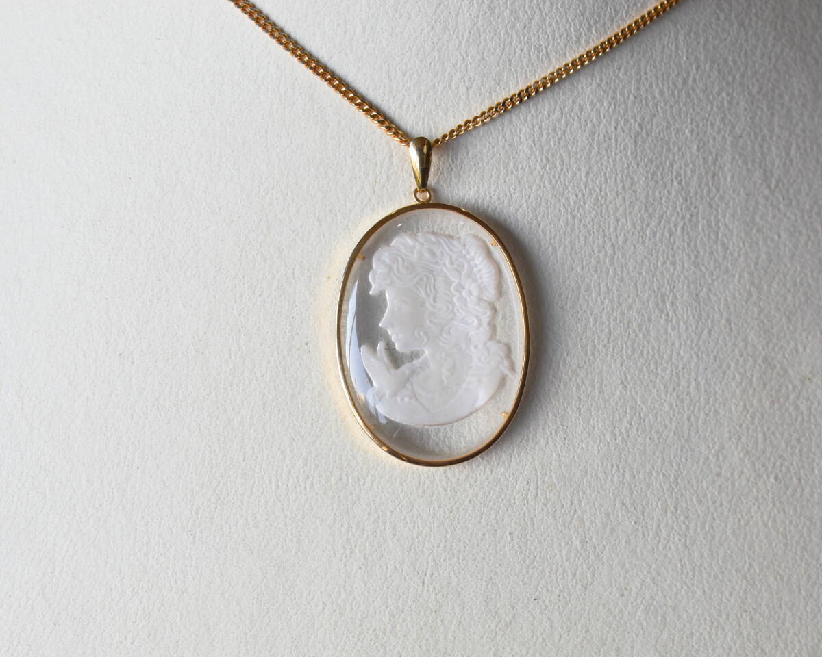 新品】18金 カメオペンダント K18ネックレス付き
