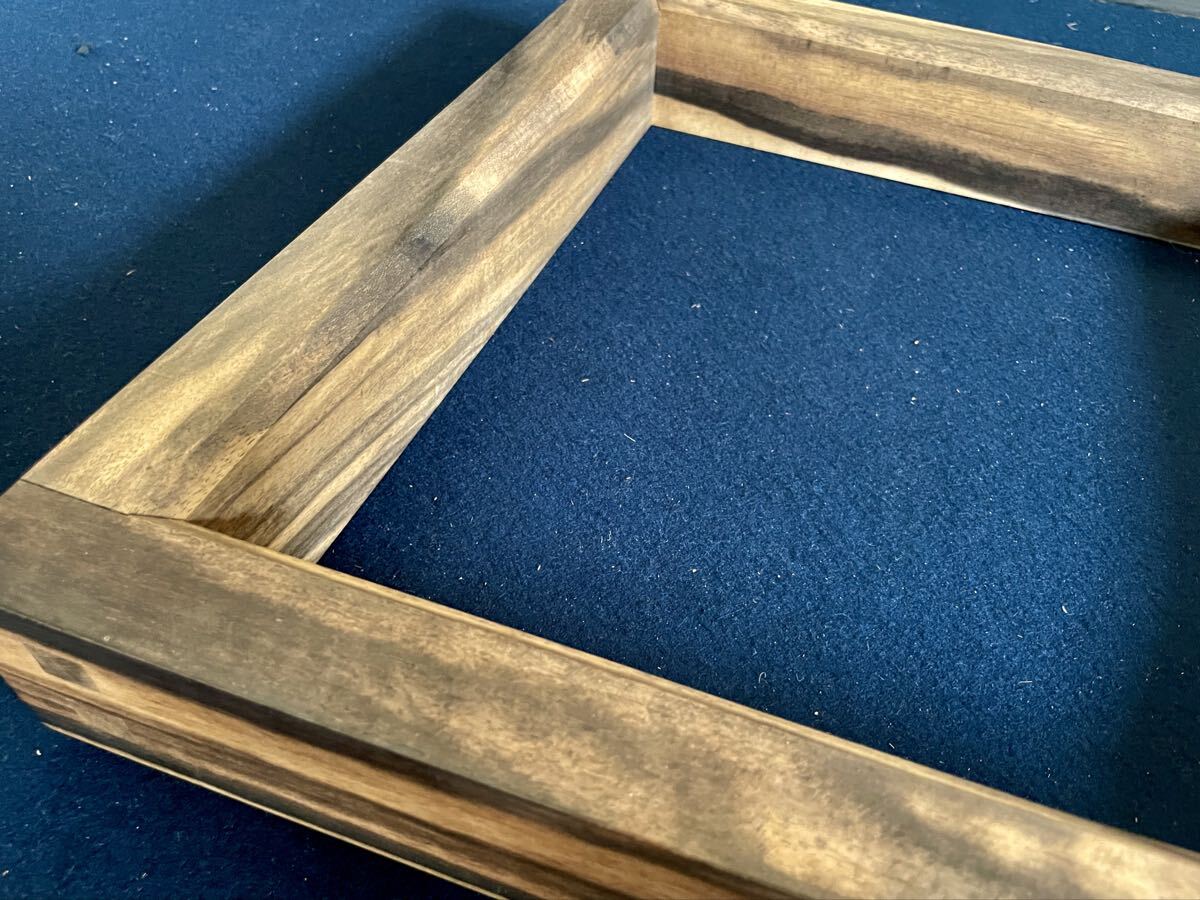 未使用 美品】「母」 縞柿 黒柿 炉縁 共箱 茶道具 （901B②）