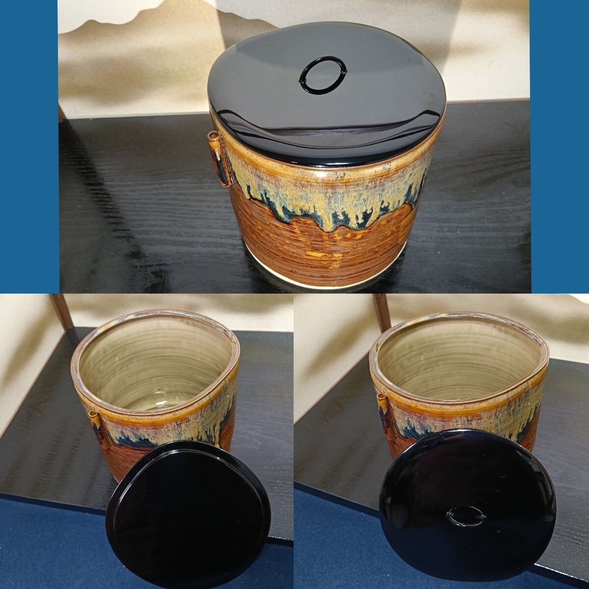 AN81 高取 亀井楽山造 鵬雲斎書付 管耳 水指 陶歴 共箱