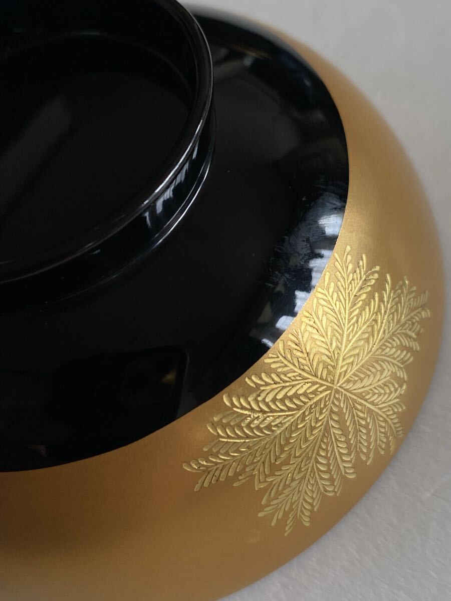 輪島塗 忍紋 吸物椀 井波唯志 五客 未使用品◇輪島塗忍紋様