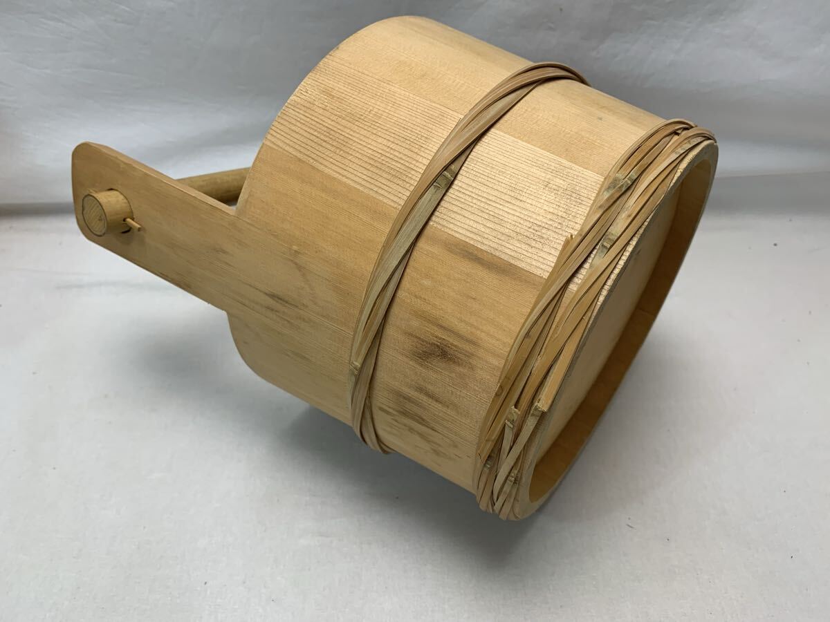 ほぼ未使用 茶道具 水張桶 手桶水指 木地 割蓋付き 水屋道具 茶事 木