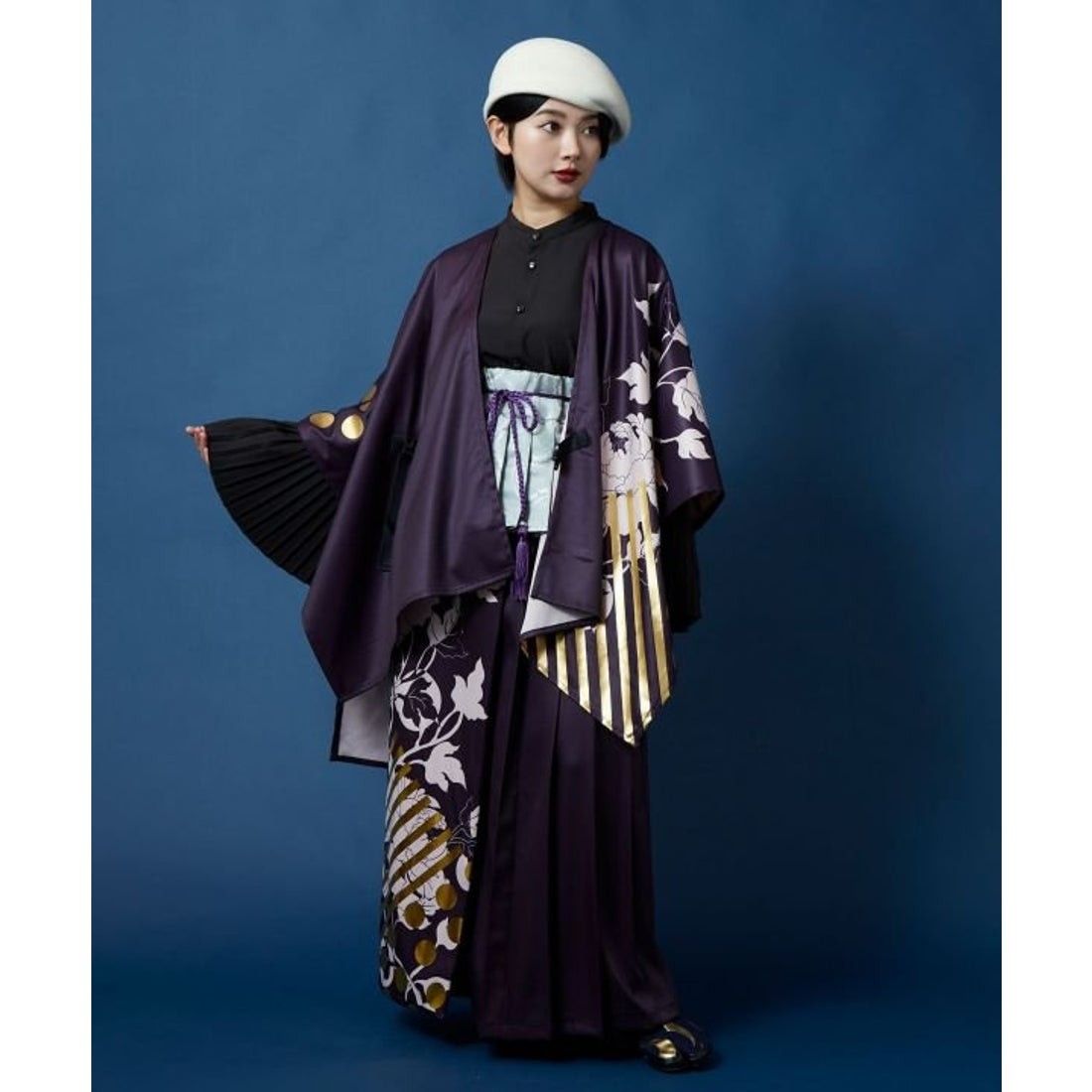 二部式着物 秋冬新作 カヤ 耀う牡丹羽織 耀う牡丹袴風パンツ