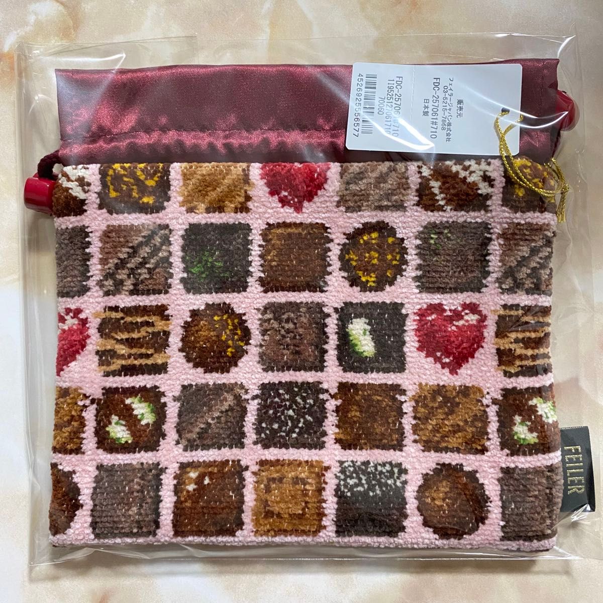 限定色 FEILER フェイラー コフレドゥショコラ 巾着 ペールピンク 新品