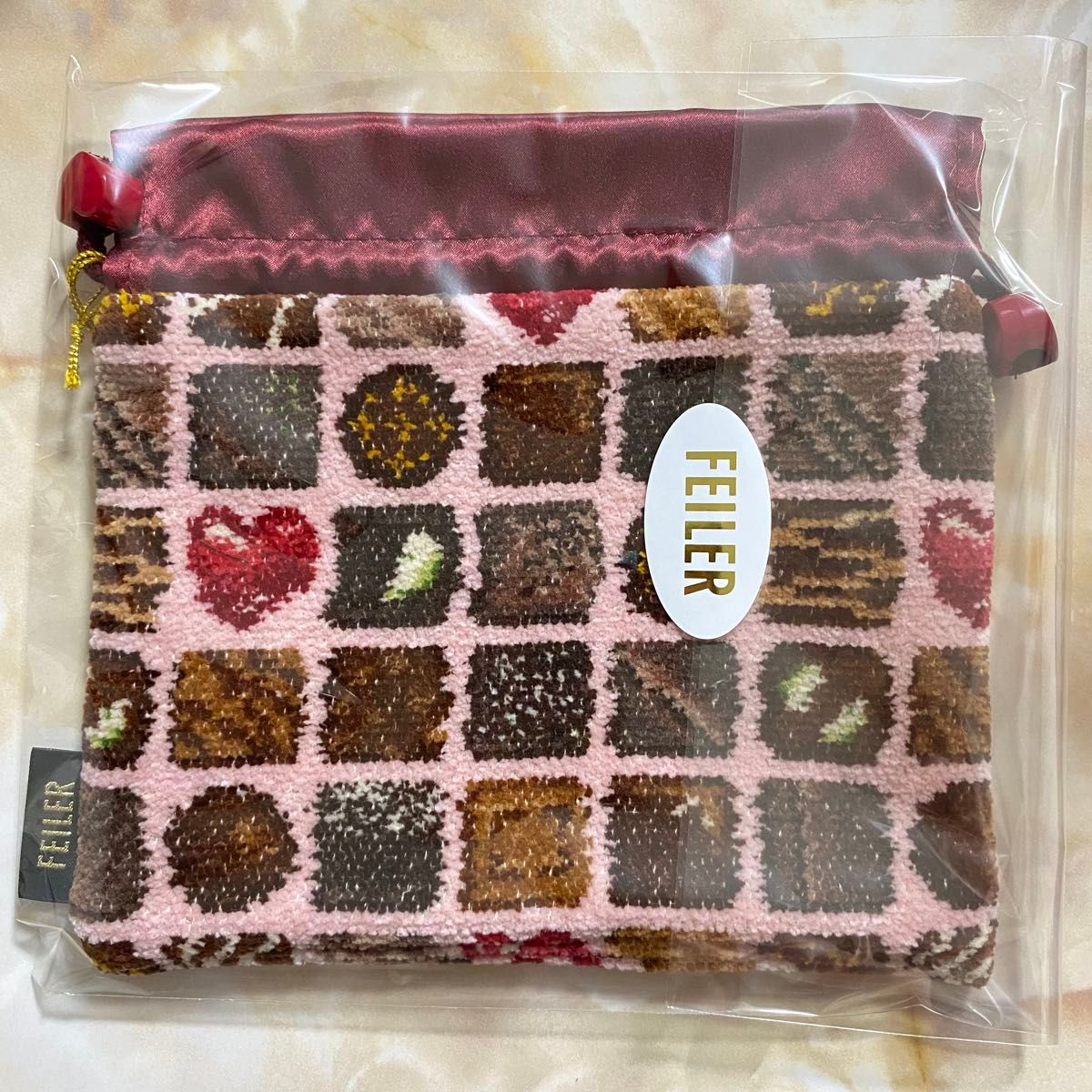 限定色 FEILER フェイラー コフレドゥショコラ 巾着 ペールピンク 新品