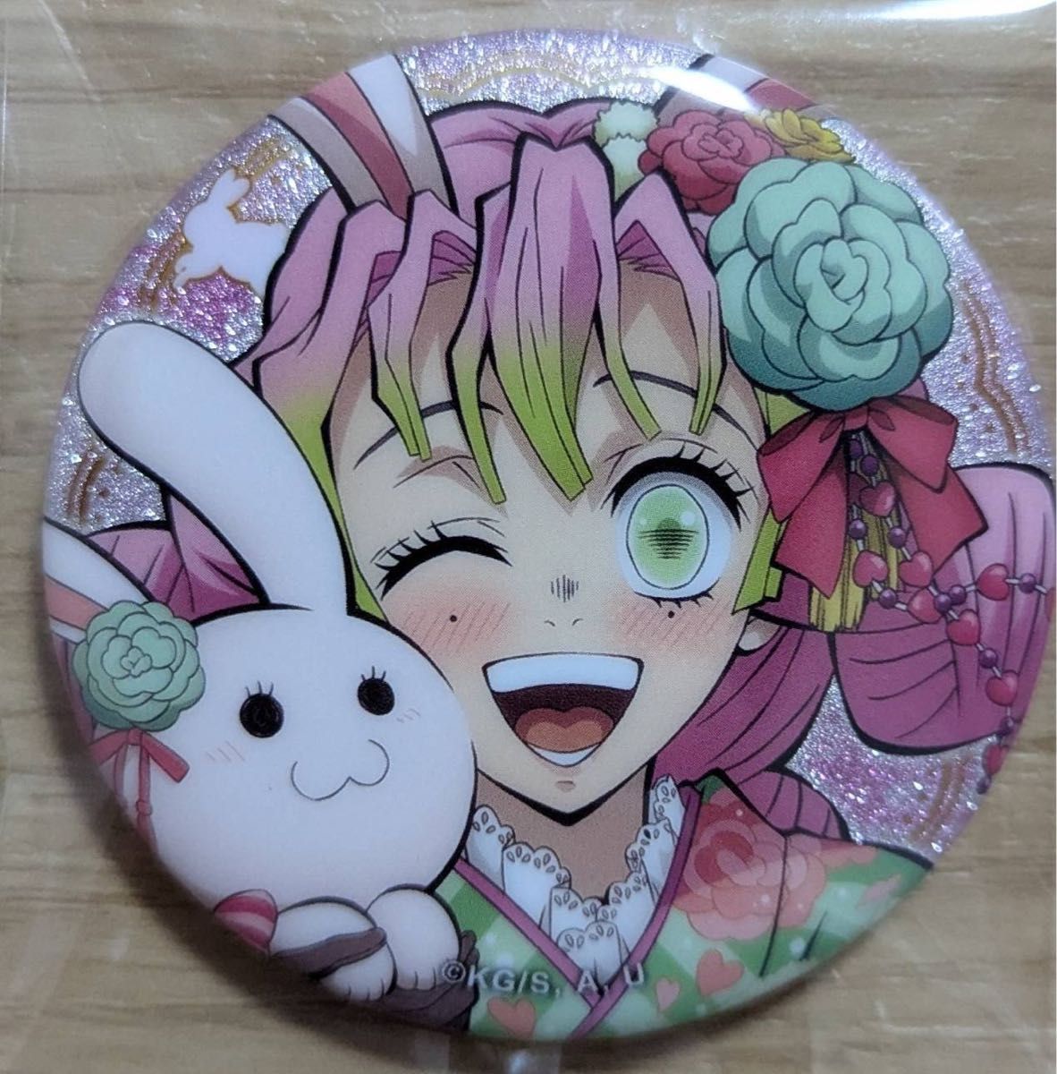 鬼滅の刃 AGF 2023卯年 甘露寺蜜璃 グリッター缶バッジ 缶