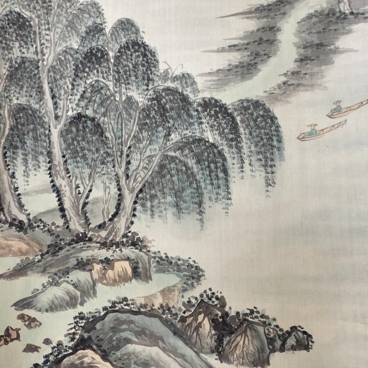 掛軸 / 水墨山水図】玉憔 風景画 最も安い 山水画 巻物 骨董品 掛軸 玉