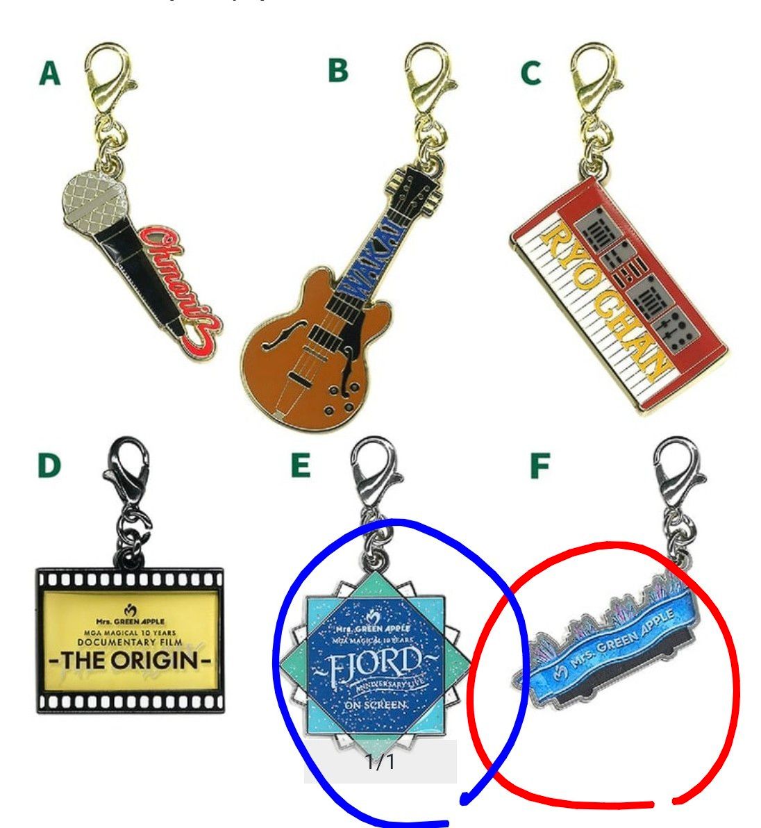 Mrs. GREEN APPLE 会場別キーホルダー 難波 北海道 名古屋 Mrs. GREEN