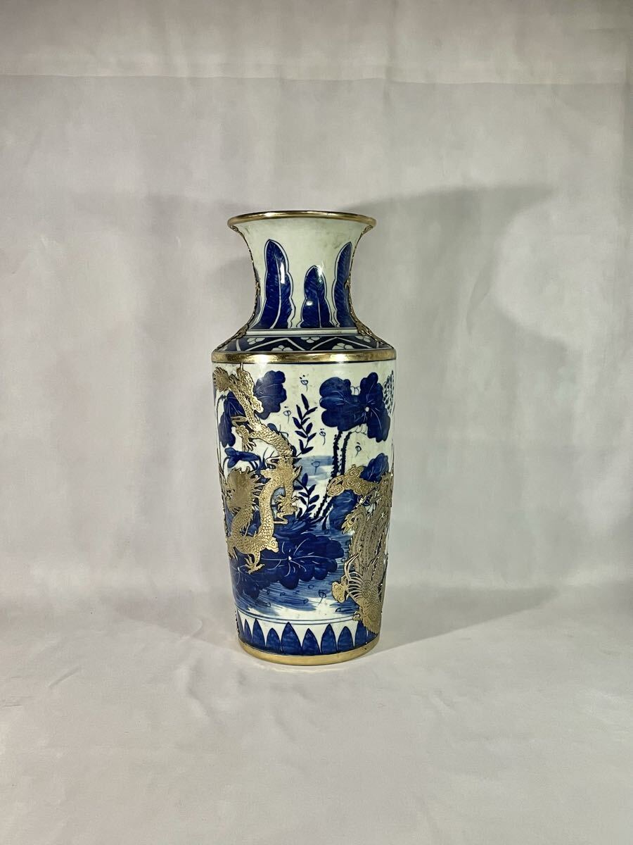 中国古玩 青花 染付 花瓶 乾隆元年製 時代物 唐物 t99147-2 中国古玩