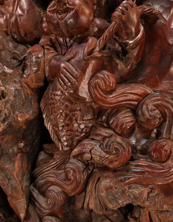 BK238 木彫 恵比寿像 大黒像 東洋彫刻 仏教美術 置物 床飾り オブジェ 最高