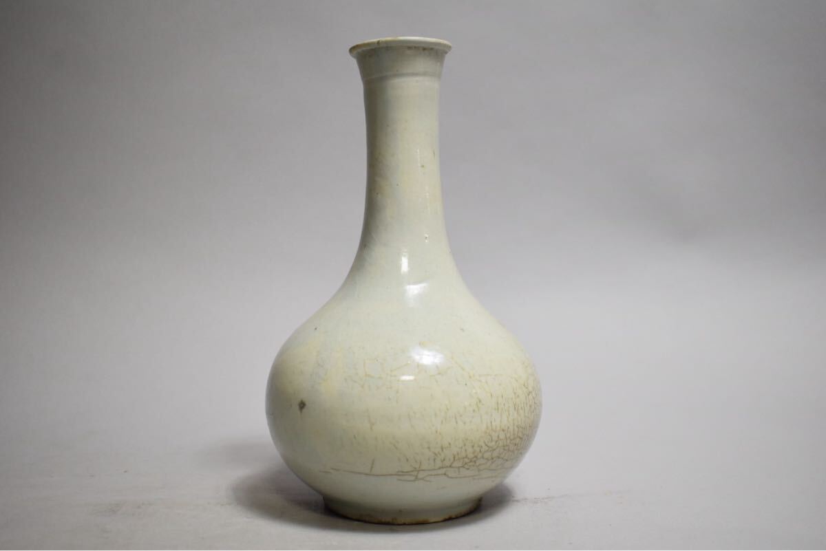 英】A1257 時代 李朝白磁花瓶 H27.3㎝ 中国美術 朝鮮 韓国 高麗 李朝