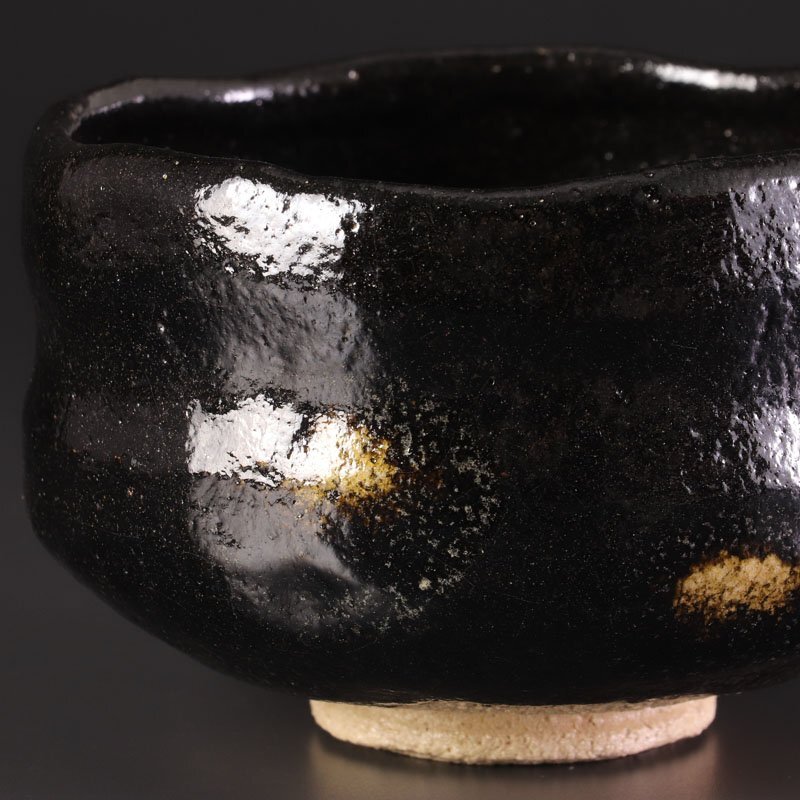 古美味】二代小川長楽(古希)造『鵬雲斎書付』黒茶碗 百之内