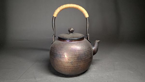 茗】 銀仕上 鎚目 湯沸 銀瓶【浄益 茗 煎茶 急須 湯沸