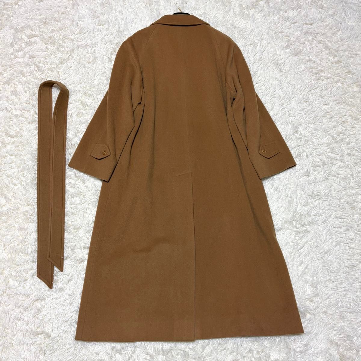 バーバリー カシミヤ ウール ロングコート ベルト キャメル ベージュ