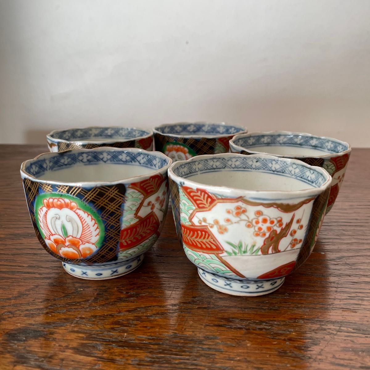 幕末 明治 伊万里焼 色絵染付 湯呑 向付 蕎麦猪口 松竹梅 金彩 染付