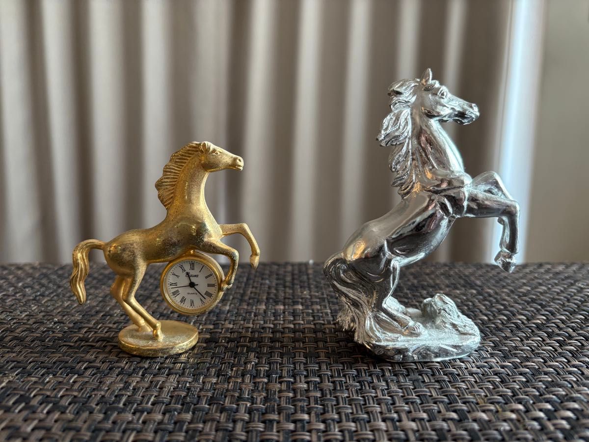 祝午年】馬の置物 2個セット ゴールド シルバー インテリア オブジェ