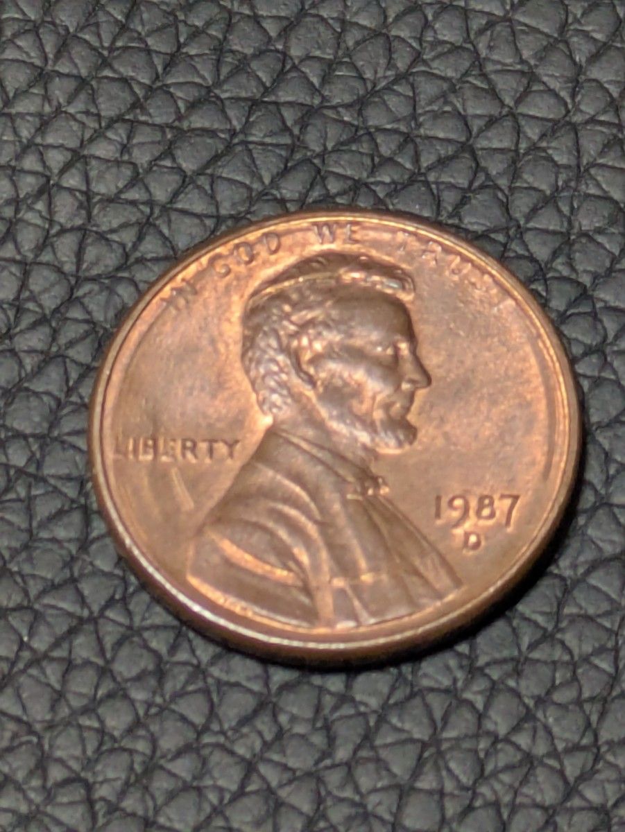 アメリカ 1セント リンカーン ペニー硬貨 1987年 D death ring付き