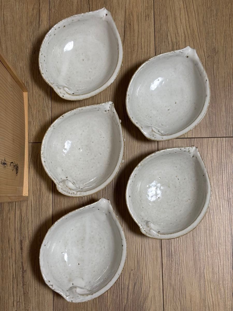 大華山鳥雲窯 納富鳥雲 萩焼 鮑形 向付 片口 鉢 小鉢 皿 白萩 鬼萩 白