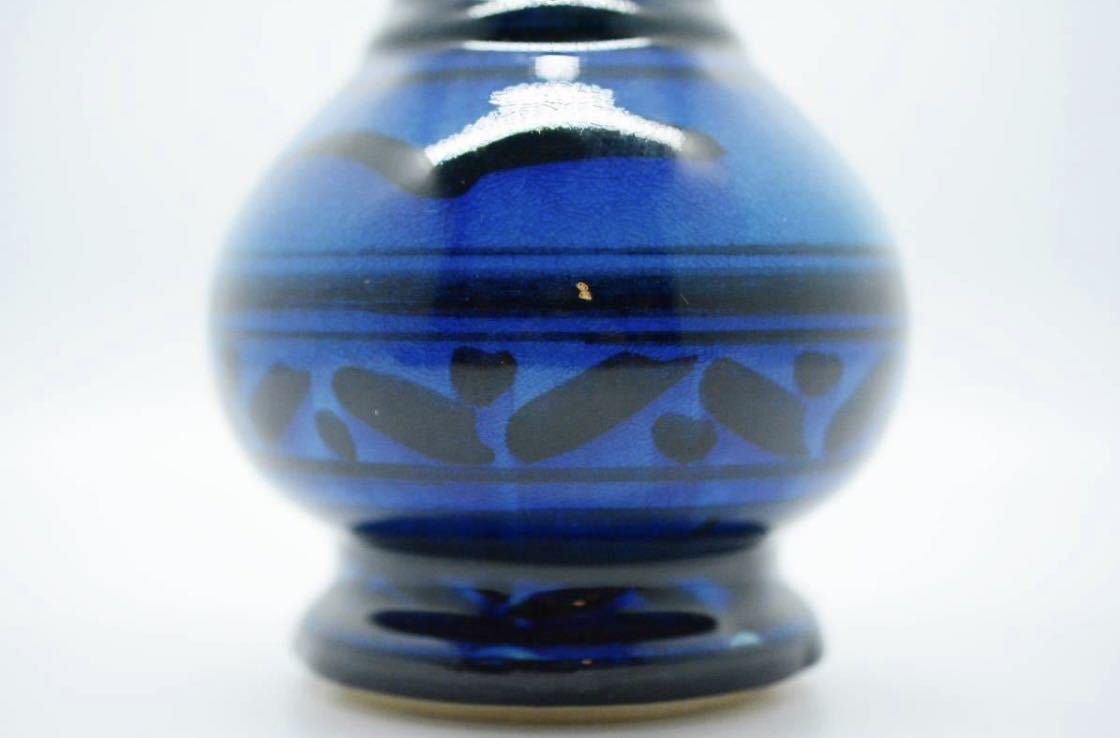 個展作 木村芳郎 青釉田彩文 花入 太祖窯 共箱 共布 栞