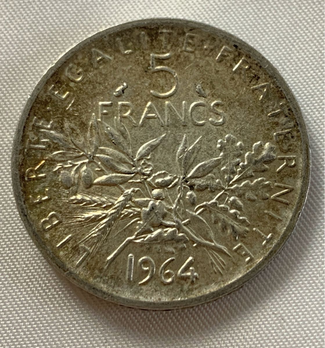 銀貨 フランス銀貨 1964年 5フラン銀貨 種を蒔く人 コイン 貨幣 銀835