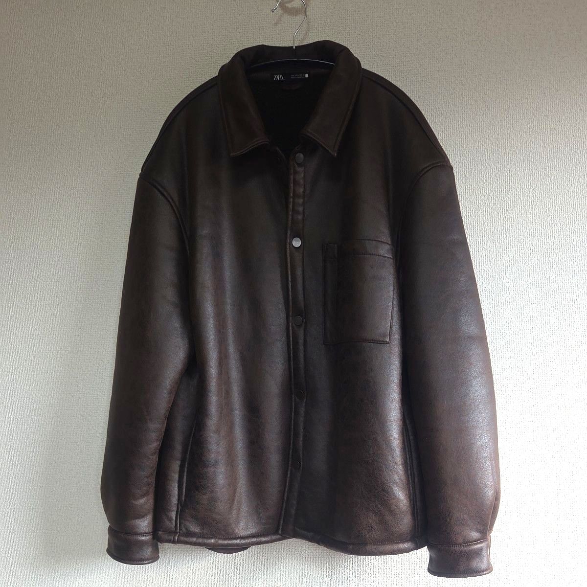 ZARA 裏ボアフェイクレザージャケット L メンズレザージャケット