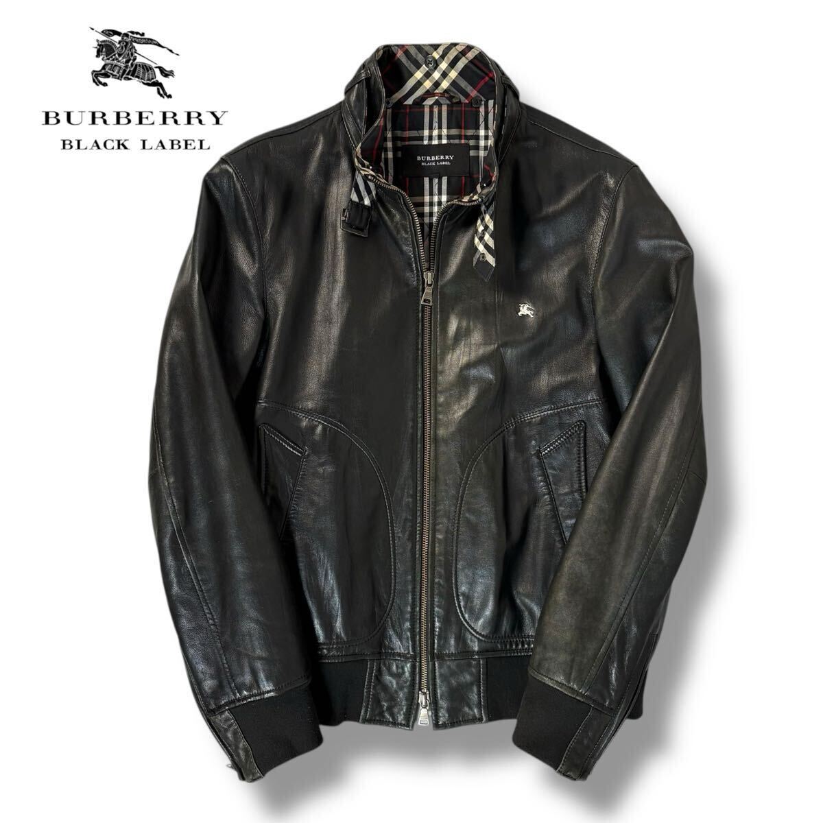Burberry Black Label 黒 レザージャケット 羊皮 BURBERRY BLACK LABEL