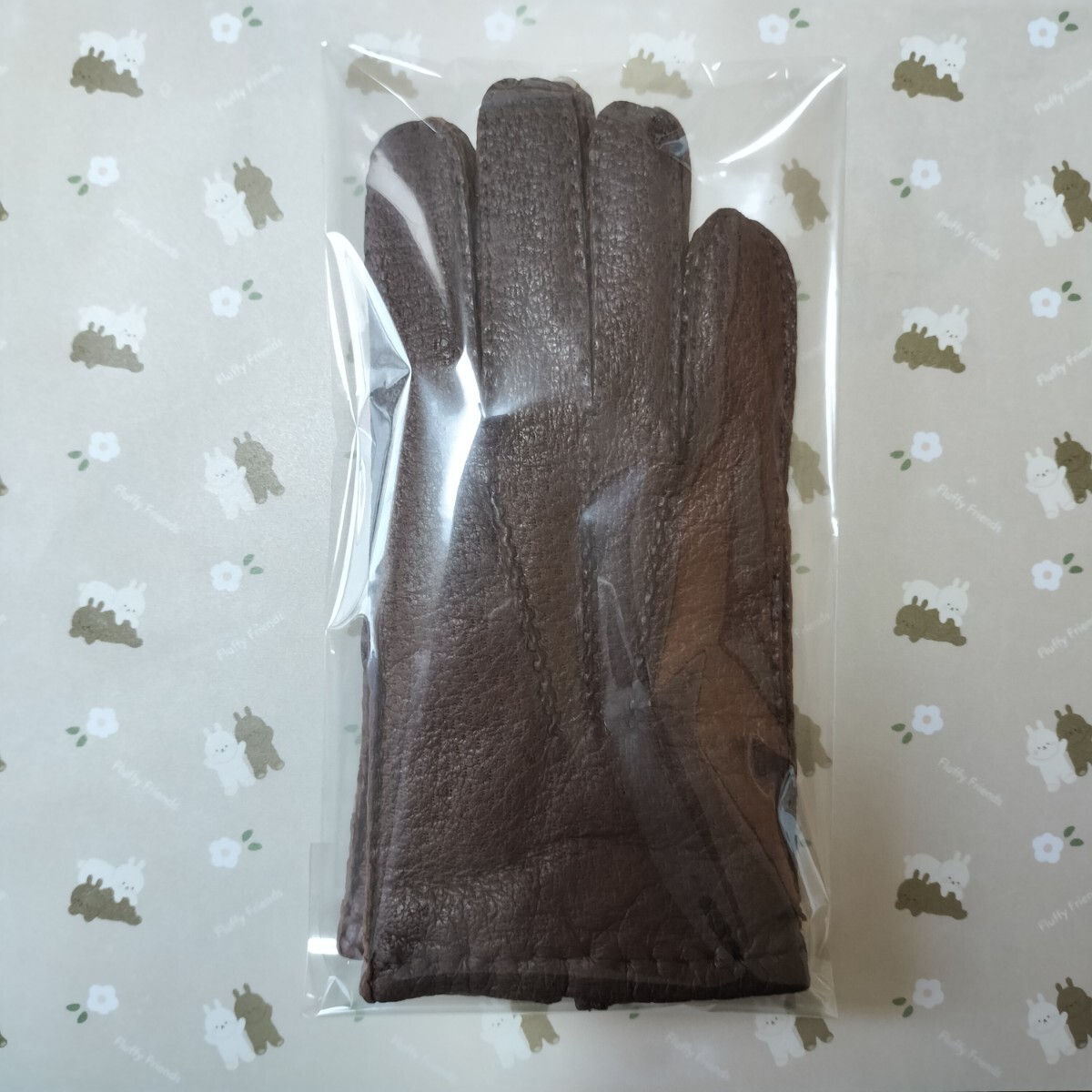 未使用 ペッカリー革手袋 カシミヤライニング ブラウン
