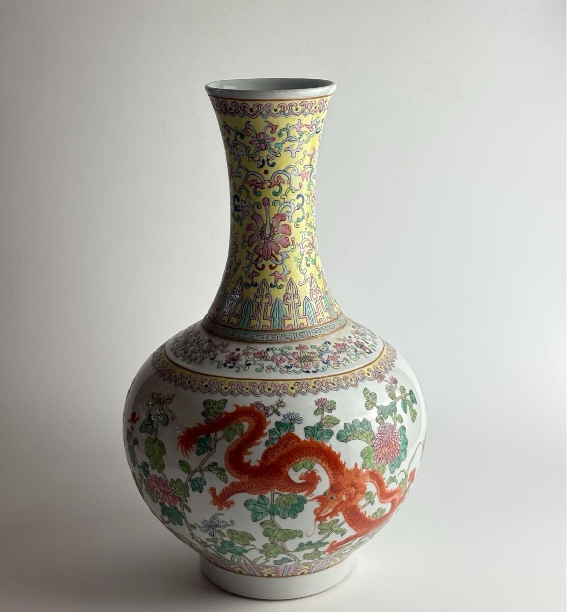 中国古玩 花瓶 色絵 磁器 花鳥 壺 公式 壷 花瓶 陶磁器 粉彩 唐物 花