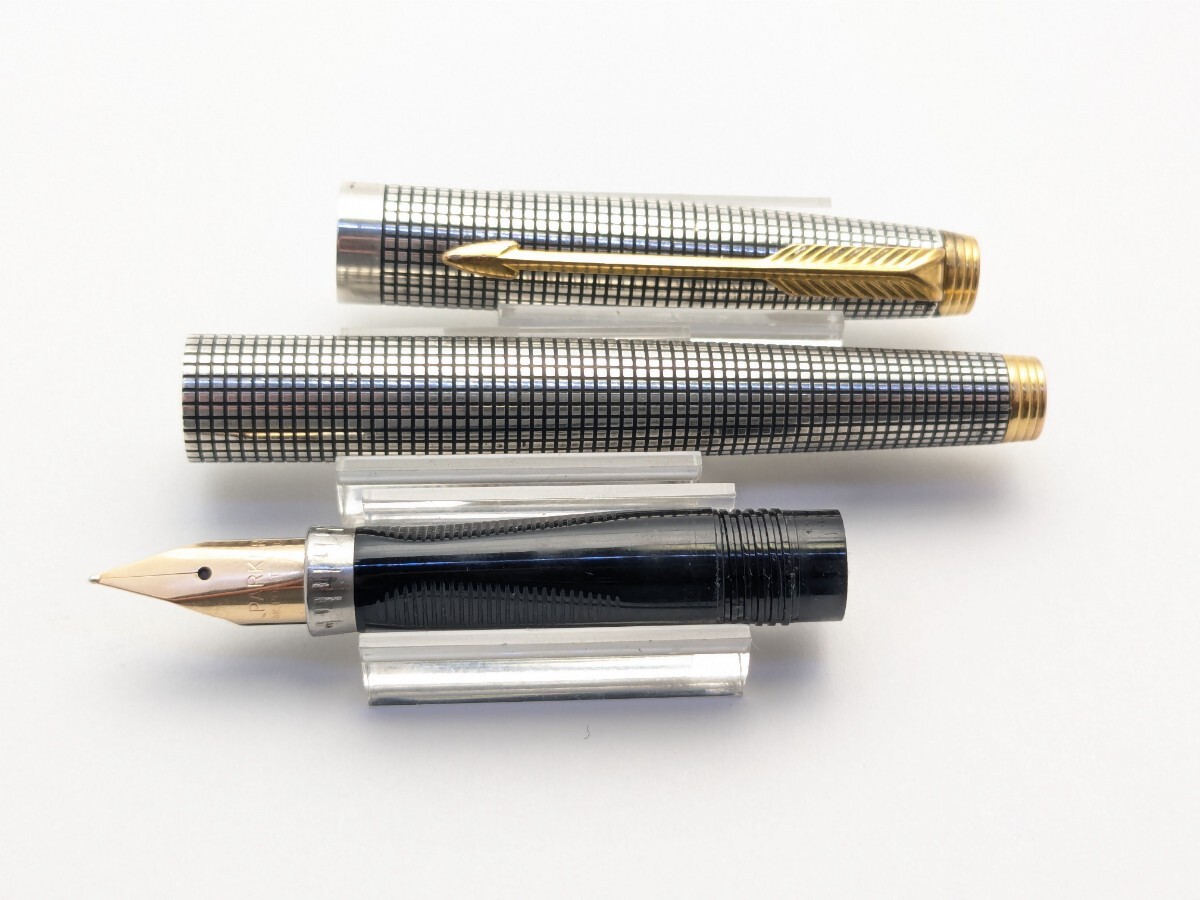 PARKER パーカー 万年筆 ペン先14金 細字 スターリングシルバー軸 75