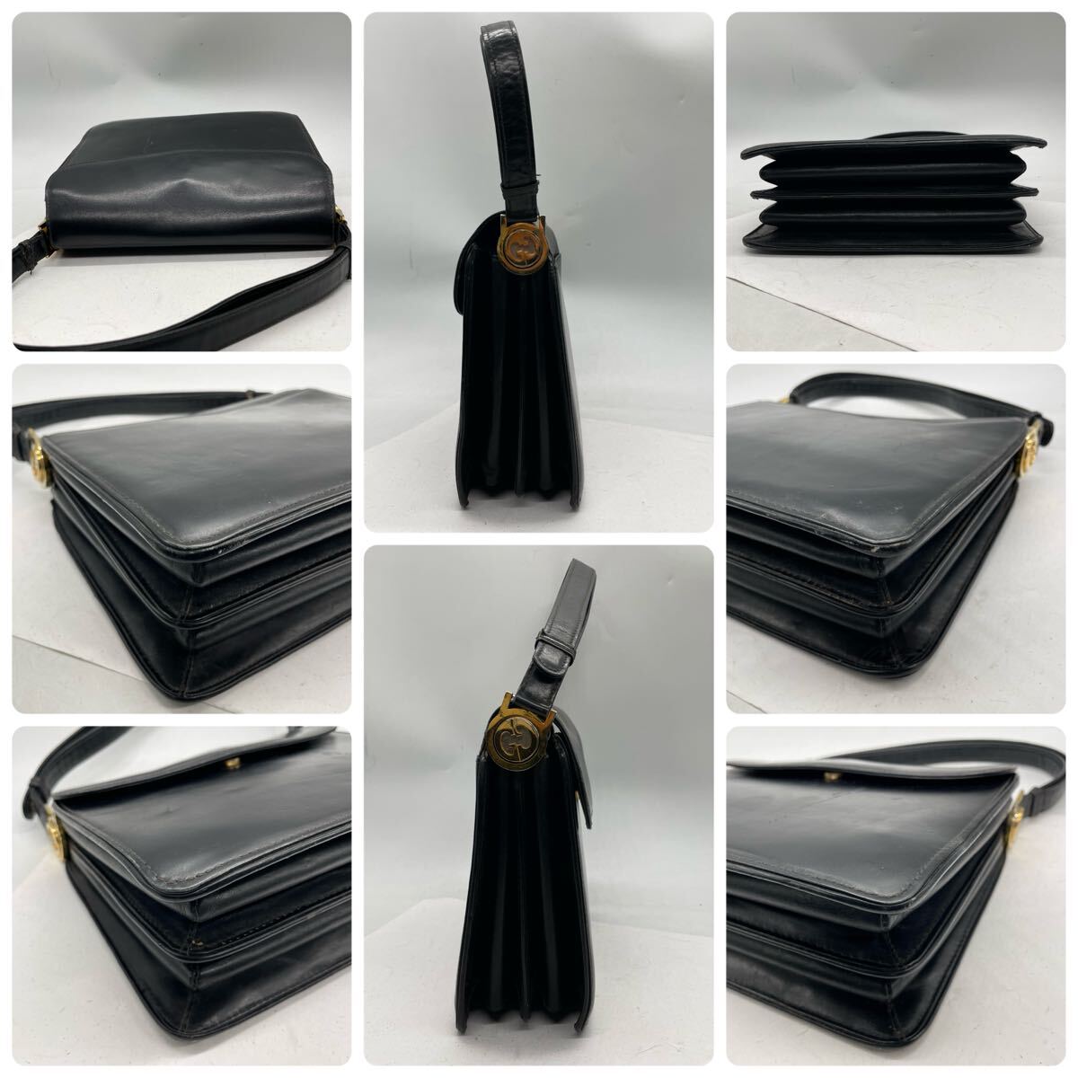 最高 【希少 激レア】オールドグッチ GUCCI レザー 黒 ブラック