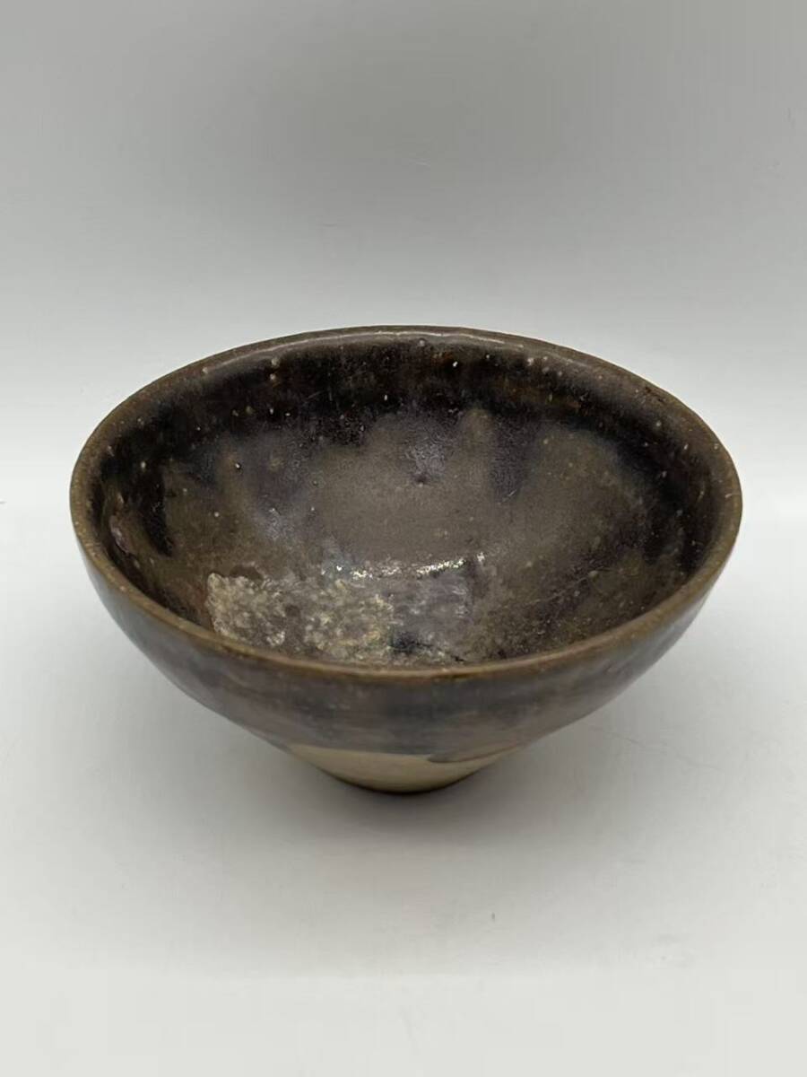 宋時代 黑釉油滴天目茶碗 建窯茶盞 旧家蔵出し 唐物 古賞物(A-59) 宋
