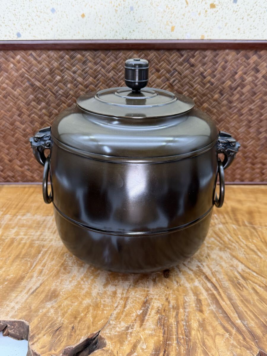 茶道具 金谷浄雲 利休形 唐銅 皆具 共箱 水指 ショップ 建水 蓋置 杓立