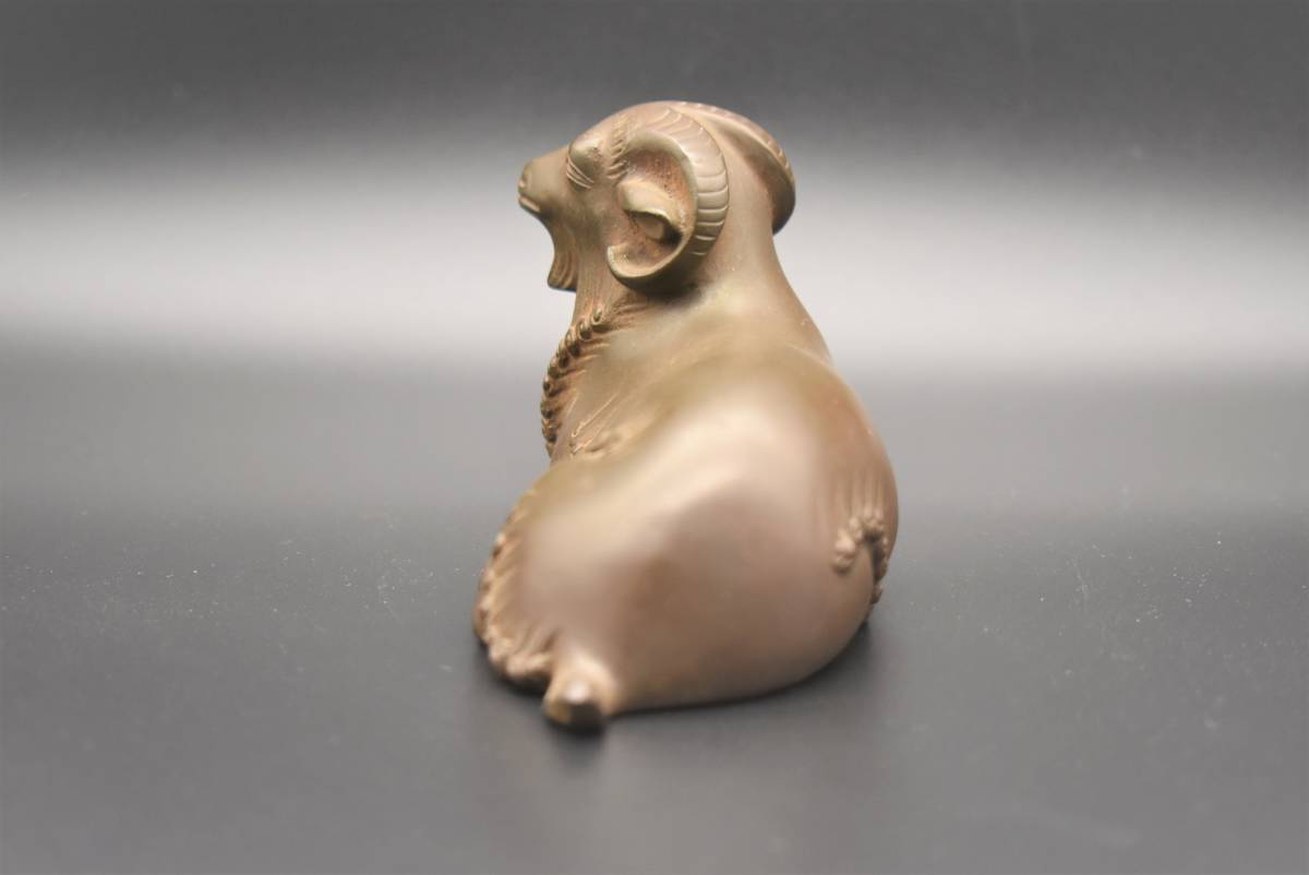 人間国宝 工芸家 香取正彦 鋳銅 羊 オブジェ 彫刻 置物 古美術 金属