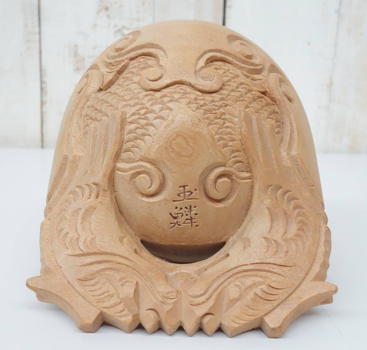 仏教美術 上級 細密 古木 龍彫り 玉鱗 職人手彫り 時代 木魚 本体