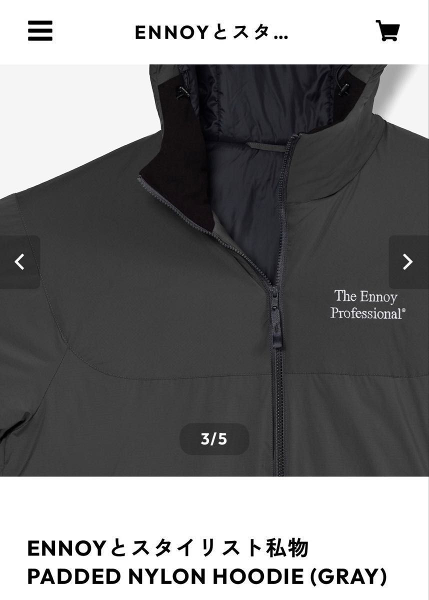 2026 ennoy PADDED NYLON HOODIE (GRAY) エンノイXL スタイリスト私物