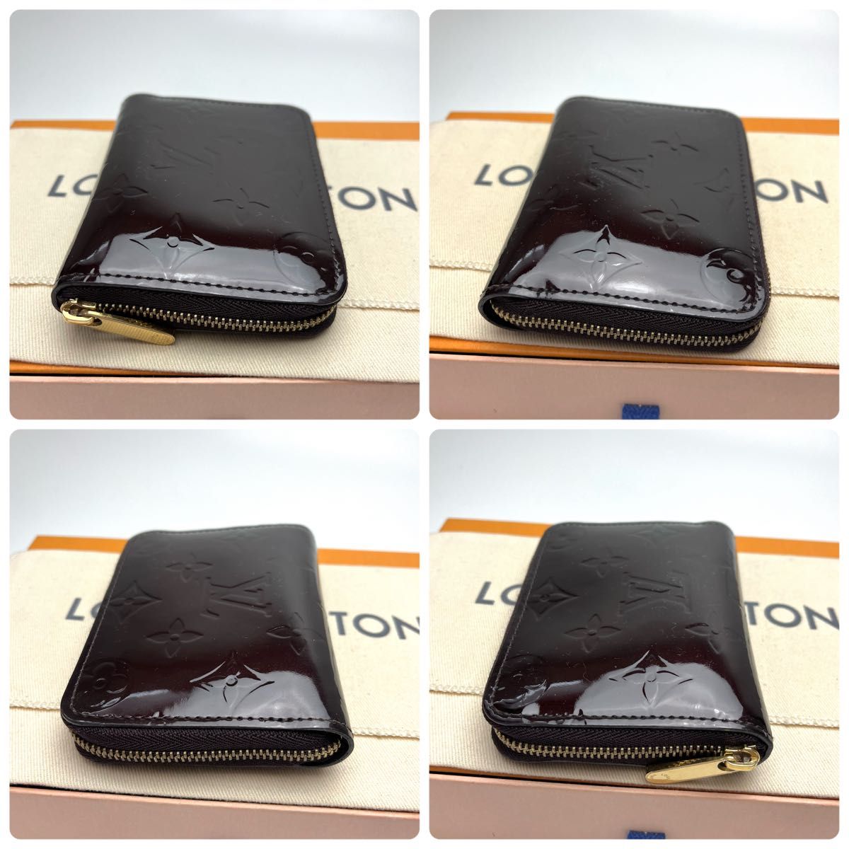 鑑定済 ルイヴィトン ヴェルニ アマラント ジッピーコインパース ミニ