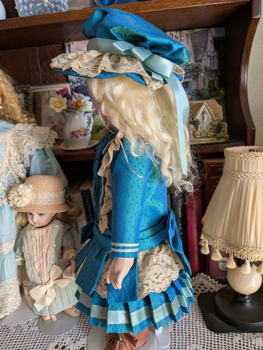 ビスクドール アンティークドール リプロ ジュモー ドレス ボネ 作家