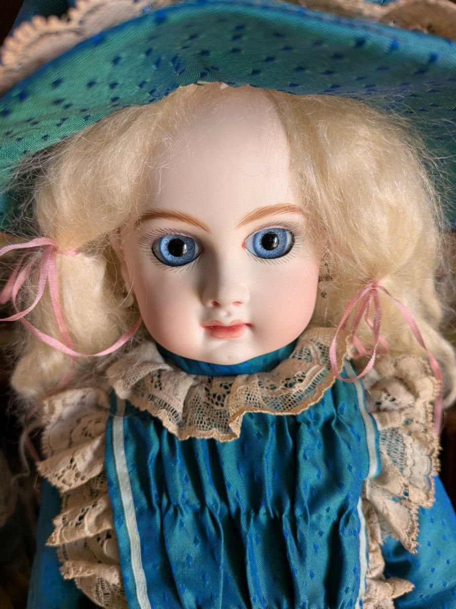 ビスクドール アンティークドール リプロ ジュモー ドレス ボネ 作家