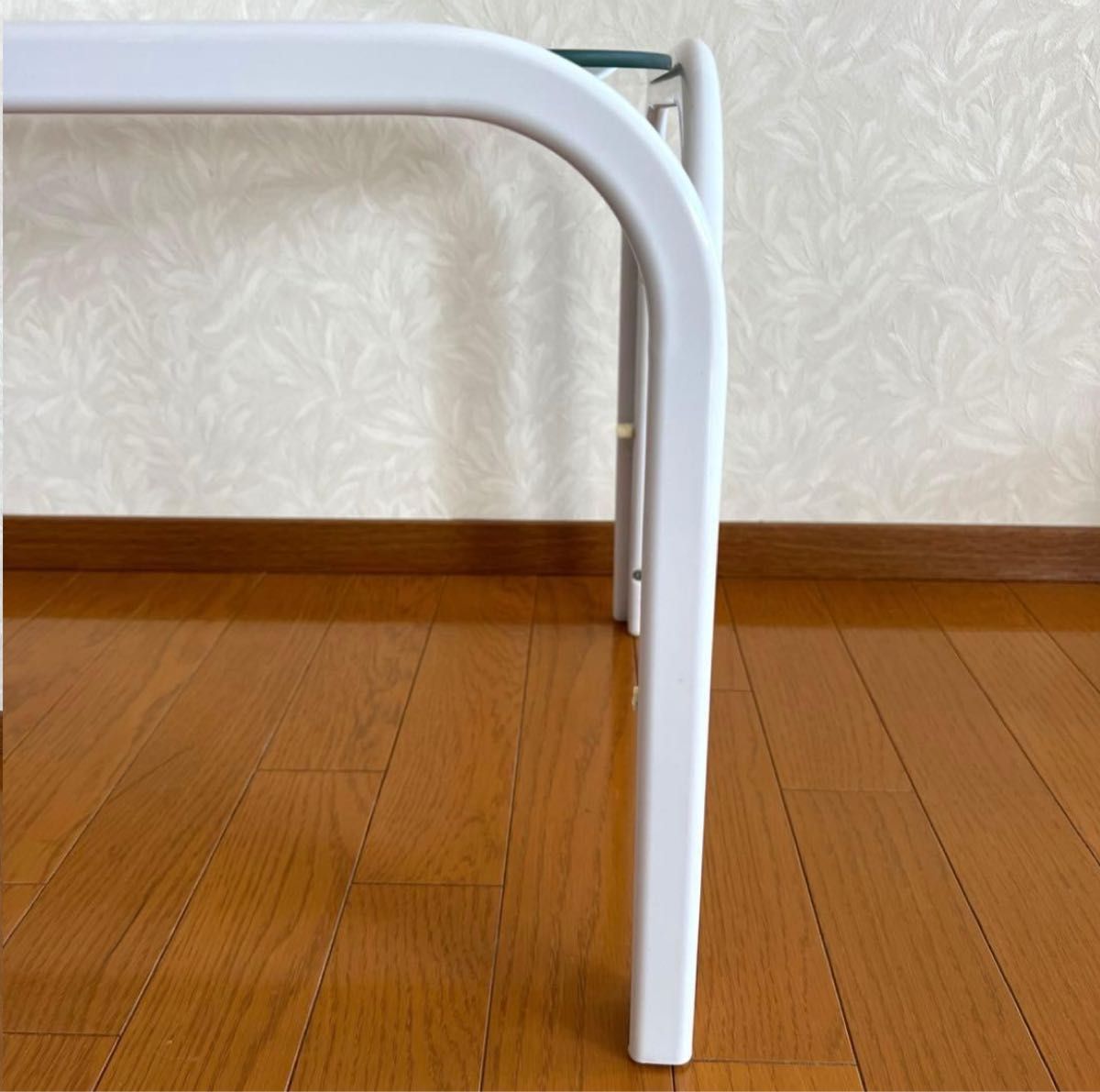 80s 90s モダン ガラステーブル ミッドセンチュリー アイアン 白