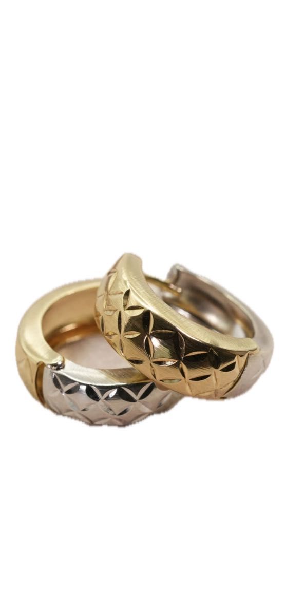 中折れ式 ジュエリーツツミ K10WG×K10 リバーシブルフープ ピアス