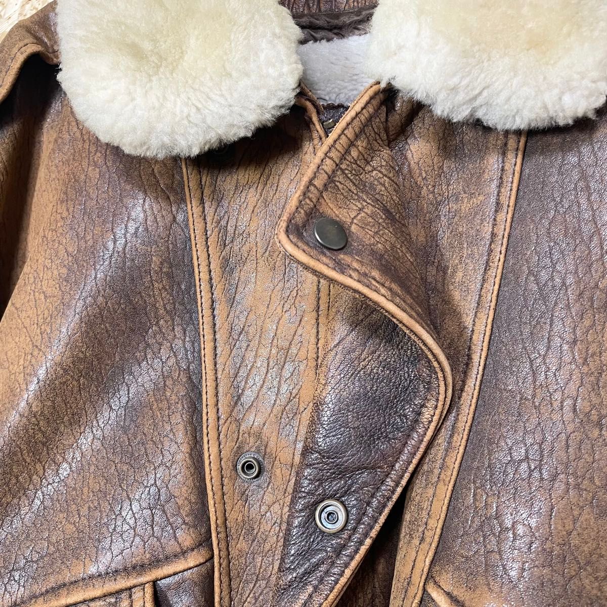 ヴィンテージ G-1 レザー フライトジャケット M メンズ 羊革 ライナー